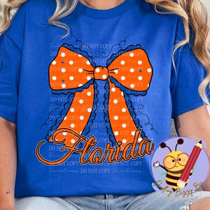 Florida Coquette Bow Polka Dot PNG transparenter Hintergrund Digitaler Download Design Orange Royal Blau ausgebogte Kanten Curly Adreppy State Pride