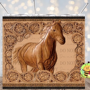 Paardenprint op kunstleren beker (PNG-ontwerp, digitale download), bekerhoes, vintage gevlochten leer, bewerkt, digitale download, paardrijden