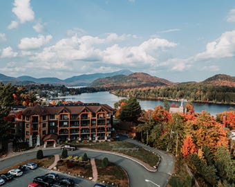 Lake Placid Autumn Photography Print, Upstate New York Mountain Scene