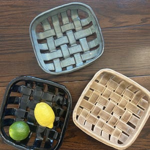 Hand Woven Clay Basket: Baby Blue Glazed Pottery, Lancaster PA