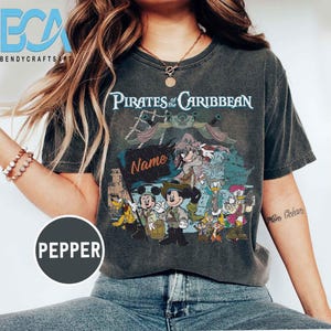 Retro Disney Pirates Of The Caribbean Comfort Colors shirt, Disney Family Vacation shirt, Mickey And Friends Caribbean Shirt, Disneyland Tee
