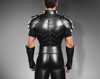 Handmade Men Leather Cosplay Black Armor - Classic Leather Medieval Costume - Men Warrior Armor - Leather Viking Armor - Gift for Him