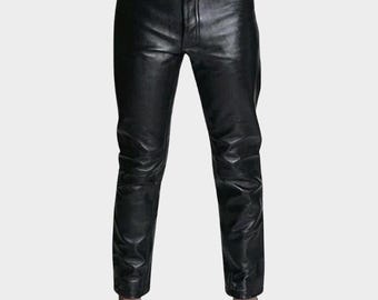 Men’s Black Sheep Leather Pants Fully lined with satin