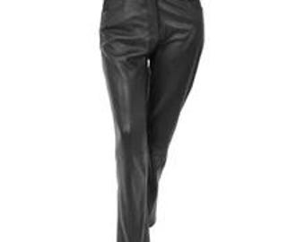 Ladies Black Genuine Leather Jeans pants