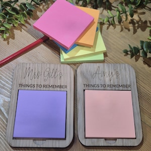 Engraved Wooden Post-It Note Holder | Personalized Teacher, work colleague, Birthday gift image 11