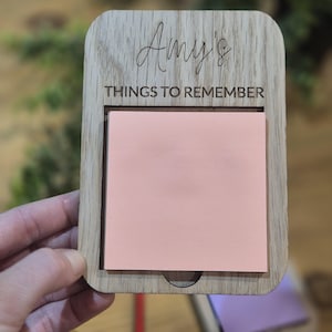 Engraved Wooden Post-It Note Holder | Personalized Teacher, work colleague, Birthday gift image 3