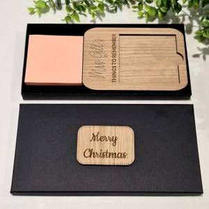 Engraved Wooden Post-It Note Holder | Personalized Teacher, work colleague, Birthday gift image 17