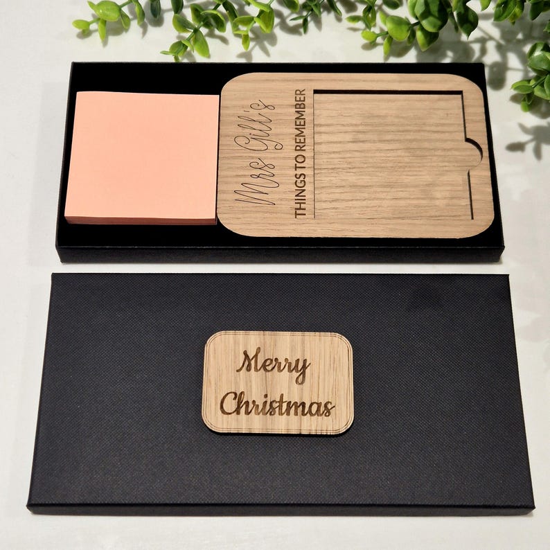 Engraved Wooden Post-It Note Holder | Personalized Teacher, work colleague, Birthday gift image 17