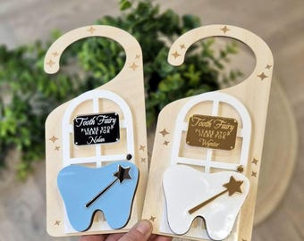 Personalized Tooth Fairy Door Hanger: Mirrored Plaque, Keepsake Gift