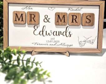 Personalized Wedding Frame – Family Keepsake , Anniversary, Valentines Gift, Mr & Mrs.