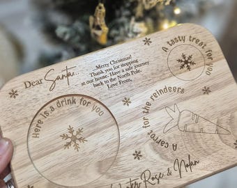 Personalized Santa Father Christmas, Christmas Eve Board: Engraved Wooden Treat Tray