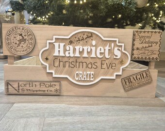 Personalized Wooden Christmas Crate, Christmas Eve Box, North Pole delivery, childrens keepsake