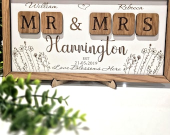 Personalized Wedding Frame – Family Keepsake , Anniversary, Valentines Gift, Mr & Mrs.