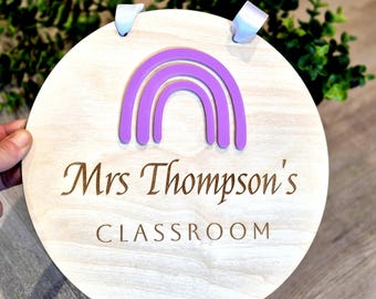 Teacher Door Sign: Rainbow Classroom Decor, Teacher End of Year Gift