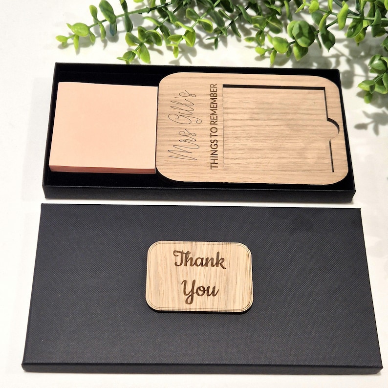 Engraved Wooden Post-It Note Holder | Personalized Teacher, work colleague, Birthday gift image 8