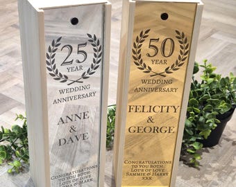 Personalized Wooden Wine Box – Anniversary, Wedding, Keepsake Gift