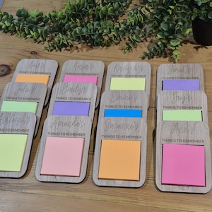 Engraved Wooden Post-It Note Holder | Personalized Teacher, work colleague, Birthday gift image 12