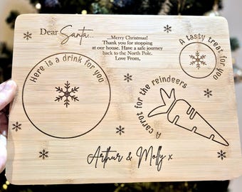 Personalized Santa Father Christmas, Christmas Eve Board: Engraved Wooden Treat Tray