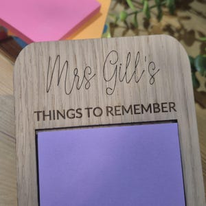 Engraved Wooden Post-It Note Holder | Personalized Teacher, work colleague, Birthday gift image 5