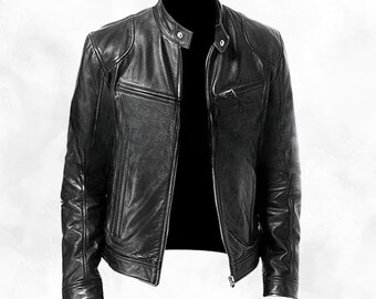 Vintage Genuine Lambskin Leather Jacket – Classic Men's Biker