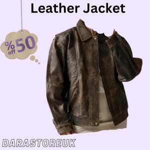 1980s Oversized Distressed Brown Leather Jacket: Vintage Streetwear