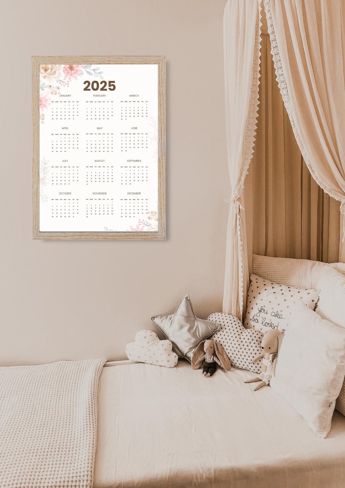 2025 Floral Minimalist Calendar Template Printable PDF Digital Download ...