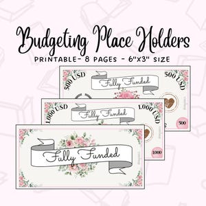 Dollar Bill Placeholders For Cash Stuffing | Printable Cash Place Holders | Money Placeholder Bundle | Budget Binder | A6 Prop Money Cash