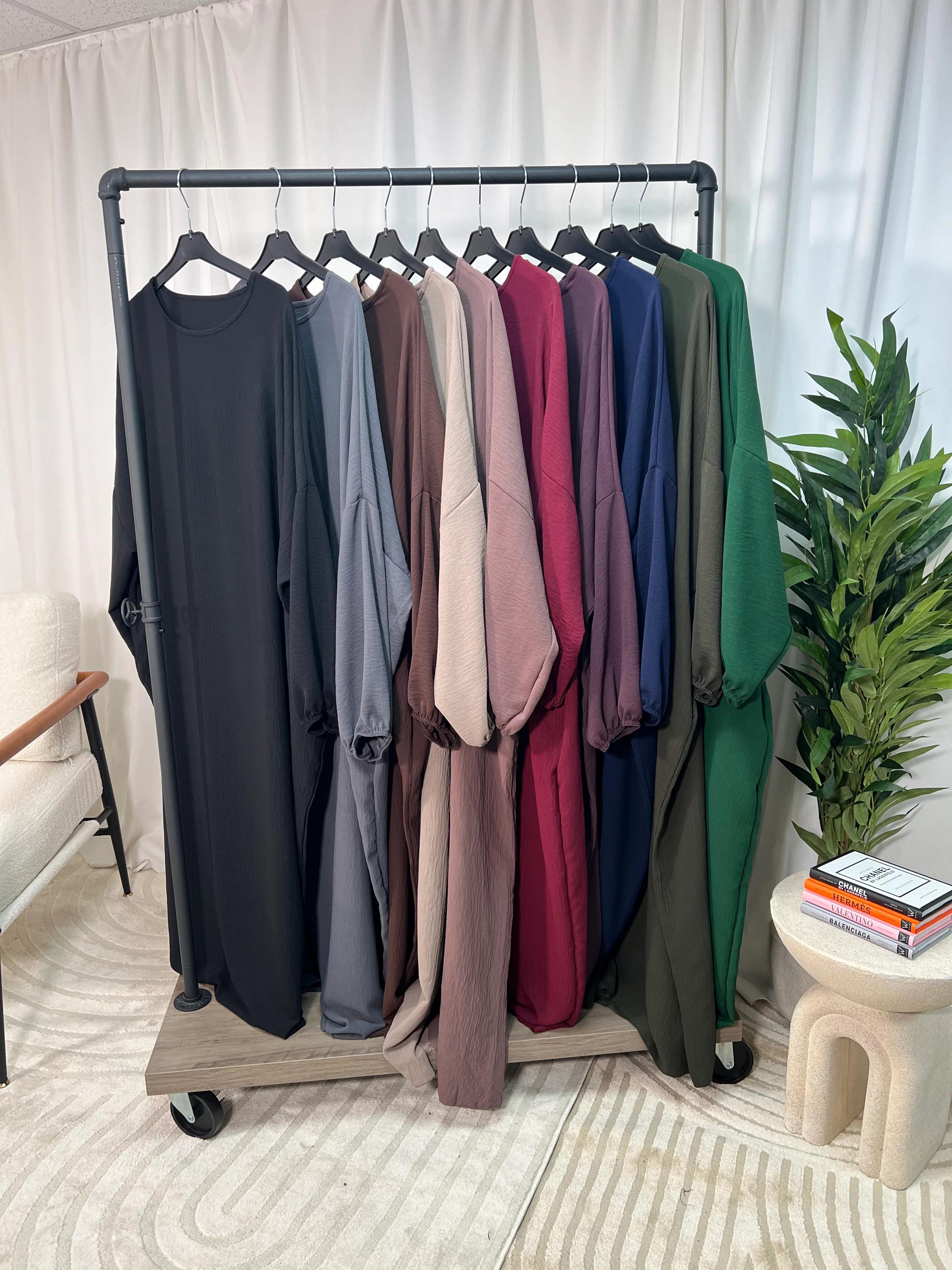 Modest Thread Work Abaya Black Dress Dubai Style Kaftan