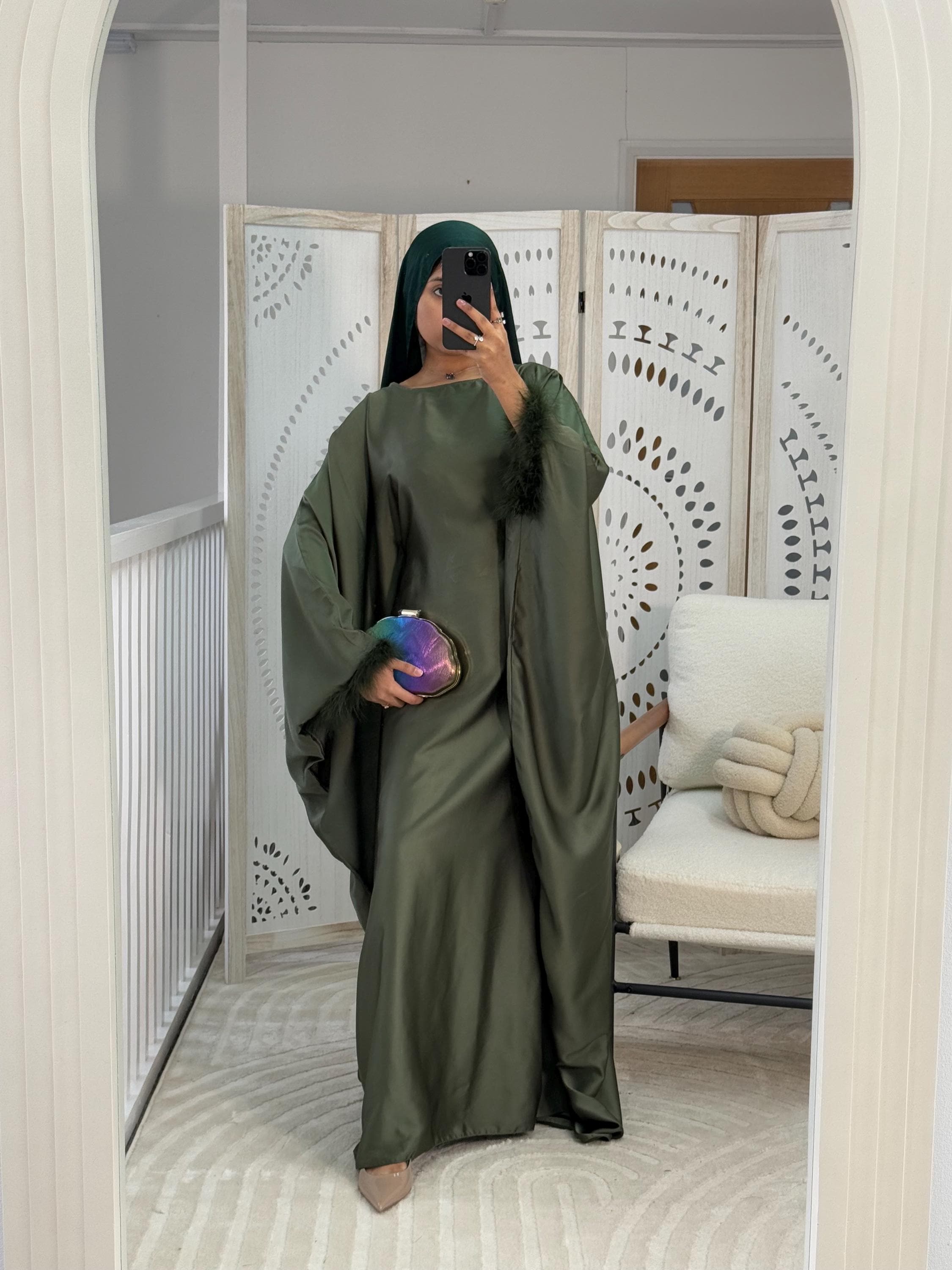 Stunning Feather Sleeve Butterfly Batwing Kaftan Abaya Dress Ideal for Eid, Weddings, Evening Events or Elevated Daily Wear