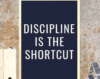 Design artistico da parete con citazioni sulla disciplina, poster motivazionale stampabile, arredamento ispiratore per ufficio e casa, download digitale sulla produttività