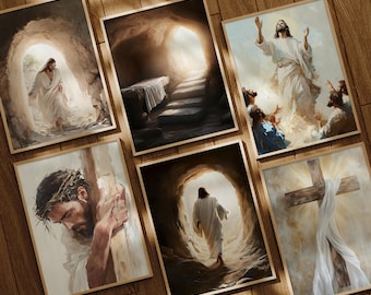 Ostern Jesus Auferstehung Druck, druckbare christliche Wandkunst: Er ist auferstanden, leeres Grab (Digital Download)