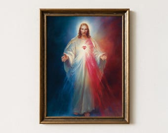 Divine Mercy of Jesus, Christian Art, Picture of Jesus, Christian Printable Art, Jesus Painting, Catholic Art, Bible Wall Art, Jesus Prints