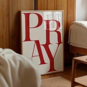 Cool Christian Print - Modern Christian Art, Bold Typography Wall Art, Pray & Spiritual Decor, Monochrome Bible Verse Poster