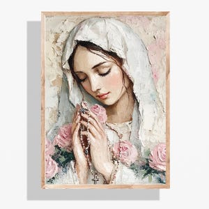 Virgin Mary Painting  Mother Mary LDS Digital Download, Christian Gift for Her, Religious Art, Home Decor, Inspirational Wall Art