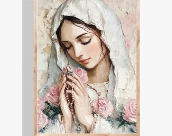 Virgin Mary Painting Digital Download, Christian Wall Art, Religious Decor, Faith-Inspired Artwork, Bible, A56