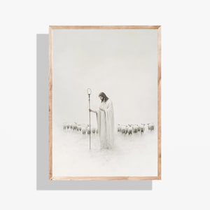 The Good Shepherd Digital Download | Jesus Leaves The 99 Minimalist Art | Modern Bible Printable | Christian Gift & LDS Decor