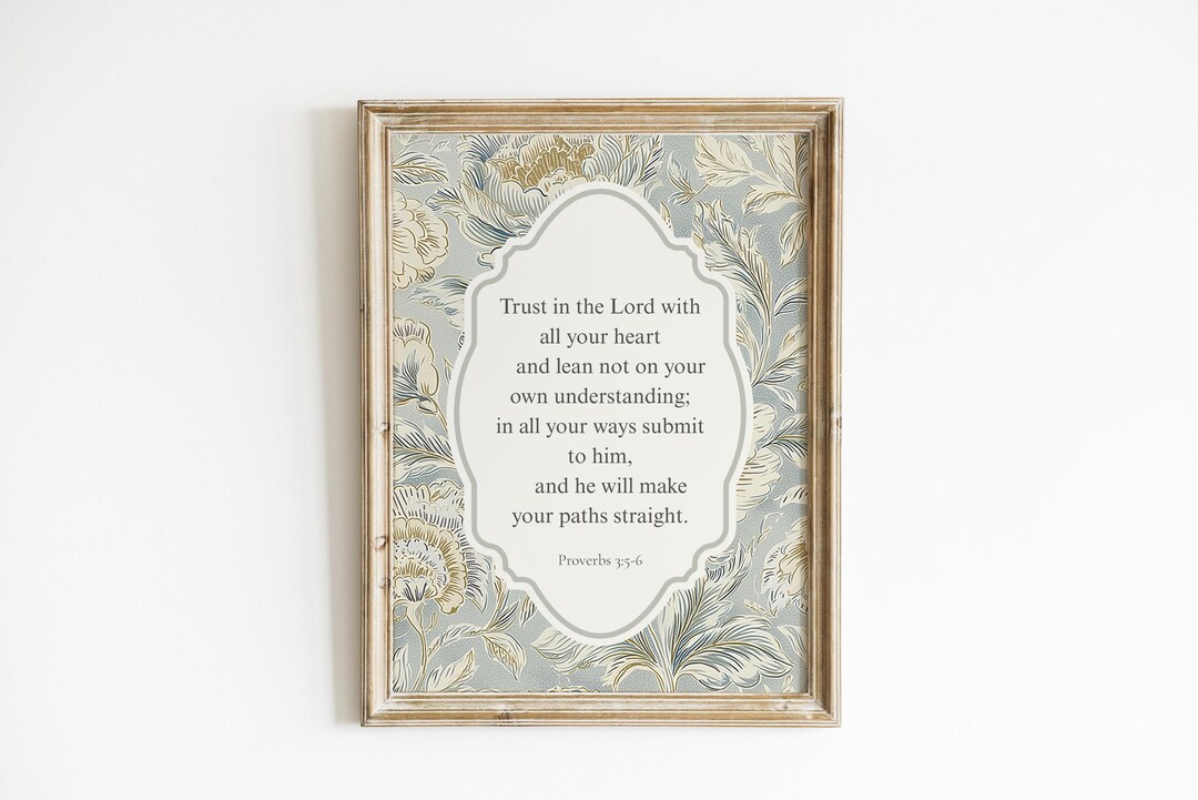 Proverbs 3:5-6 Bible Verse Wall Art, Trust in the Lord Print, Christian ...