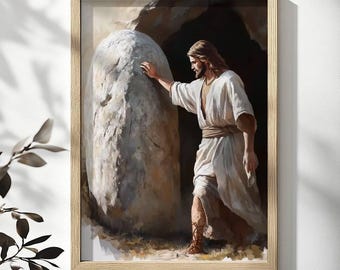 Jesus Christ Resurrected Painting | Easter Wall Art Digital Download | Christian Bible Art | Jesus Alive Risen | Religious Home Decor