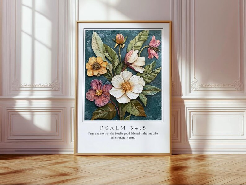 Psalm 34:8 Christian Wall Art Bible Verse Quote Coastal Granddaughter ...