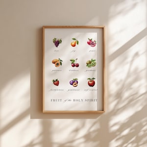 Vintage Fruit of the Spirit Print, Christian Wall Art, Scripture Decor for Home or Church, Digital Download Faith-Based Art, Spiritual Gift