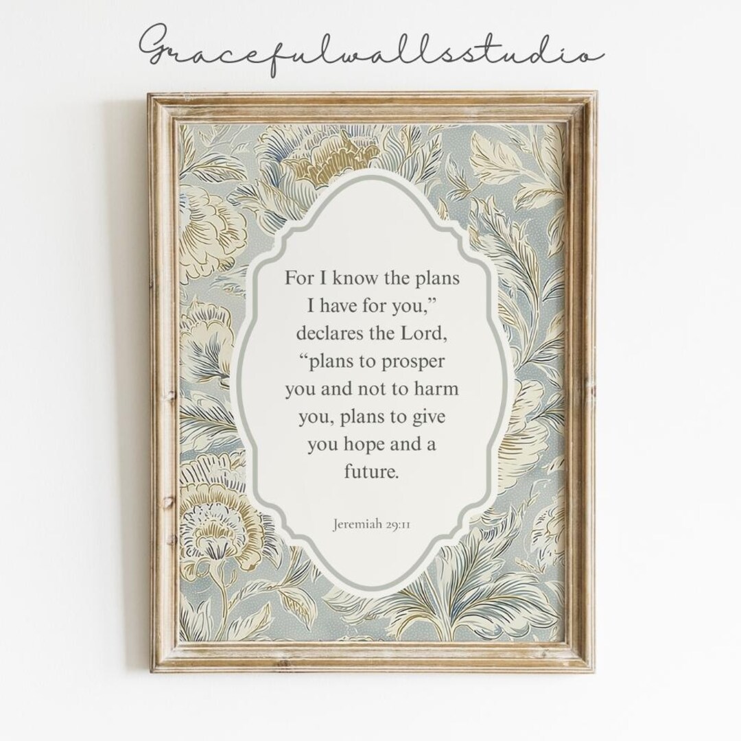 Bible Verse Print Jeremiah 29 11 Christian Wall Art Faith Printable ...