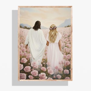 Jesus Walking With A Woman, Jesus Christ Print, Bible Art, Christian Wall Art, Jesus Watercolor Art, Lds Art, Jesus Picture, Christ Portrait