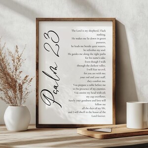 Psalm 23 Wall Art - The Lord Is My Shepherd Bible Verse Decor, Inspirational Scripture for Home & Office, Christian Artwork