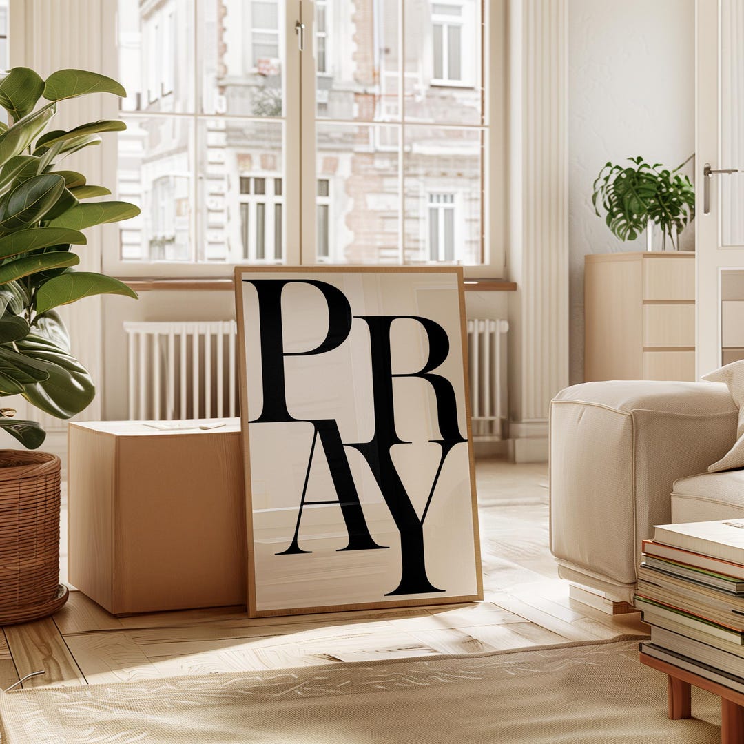 Pray Print Jesus Typography Poster Trendy Christian Modern Minimalist ...