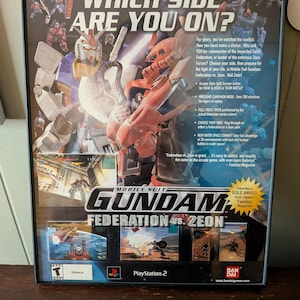 Gundam Federation vs Zeon (2001) 8x10 vintage framed poster