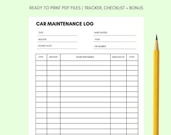 Car Maintenance Log Book