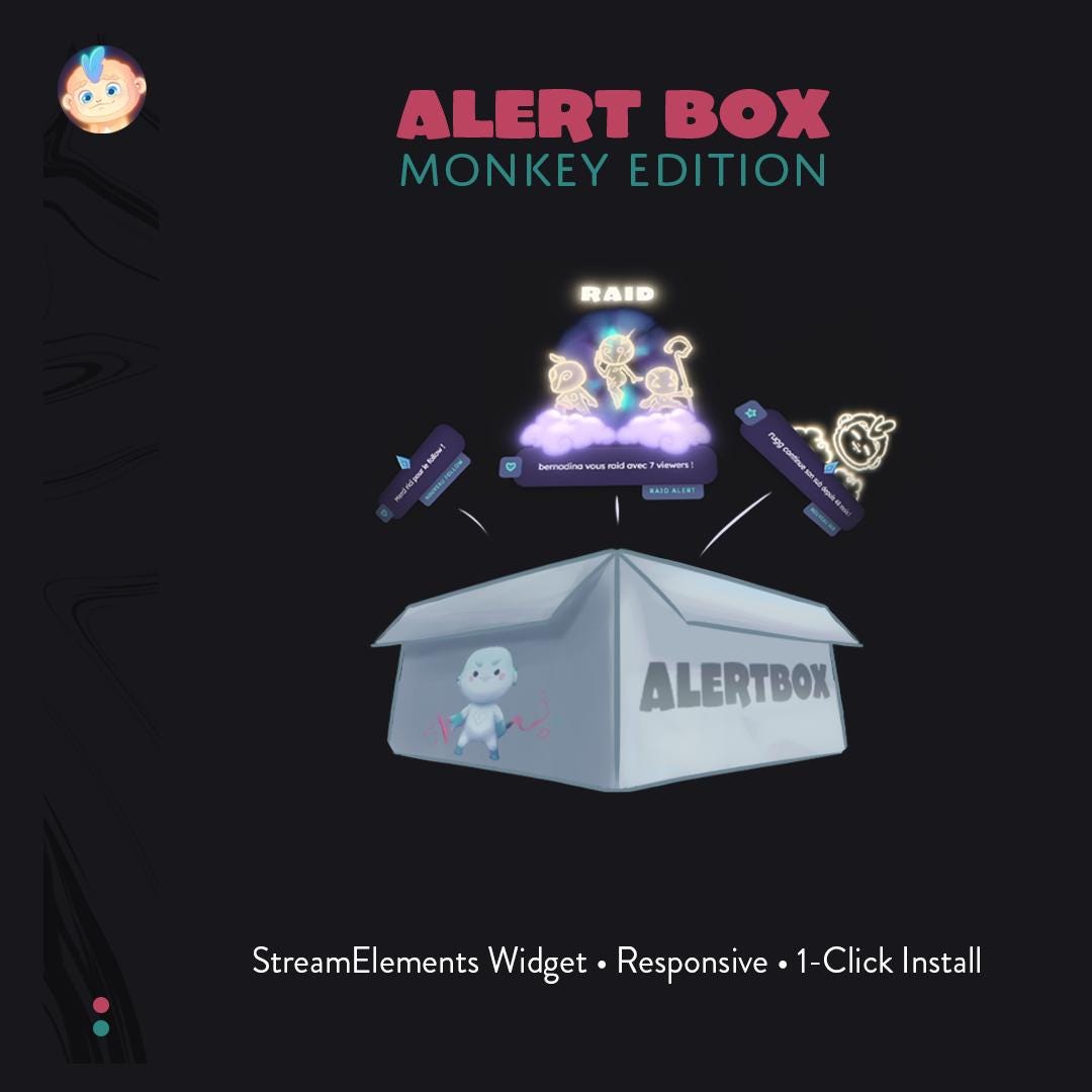Alertbox Widget | Monkey Edition | for Twitch & Youtube (EN, FR) - Etsy