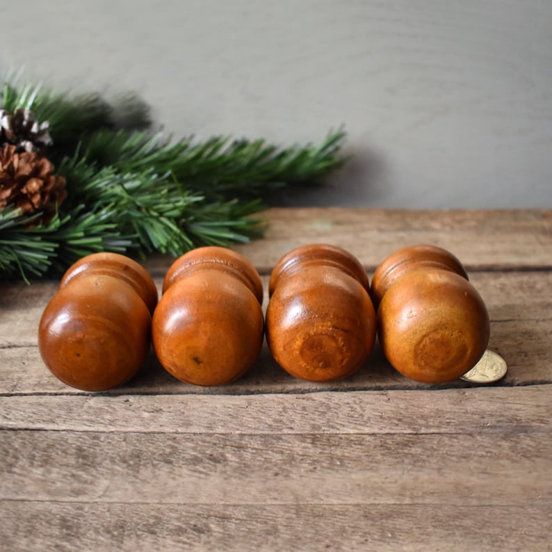 Wood Drawer Knobs Mid Size Round Wood Architectural Salvage Supplies Four Antique Wood Finials Drawer Pulls