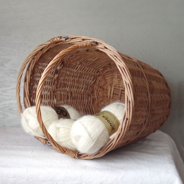 Large Woven Reed Basket with Handles