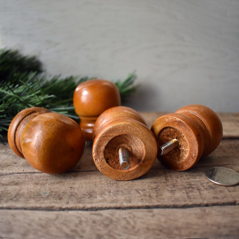 Wood Drawer Knobs Mid Size Round Wood Architectural Salvage Supplies Four Antique Wood Finials Drawer Pulls